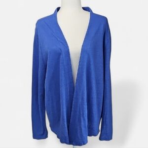 Chico's French Blue Linen Open Cardigan, Size XL